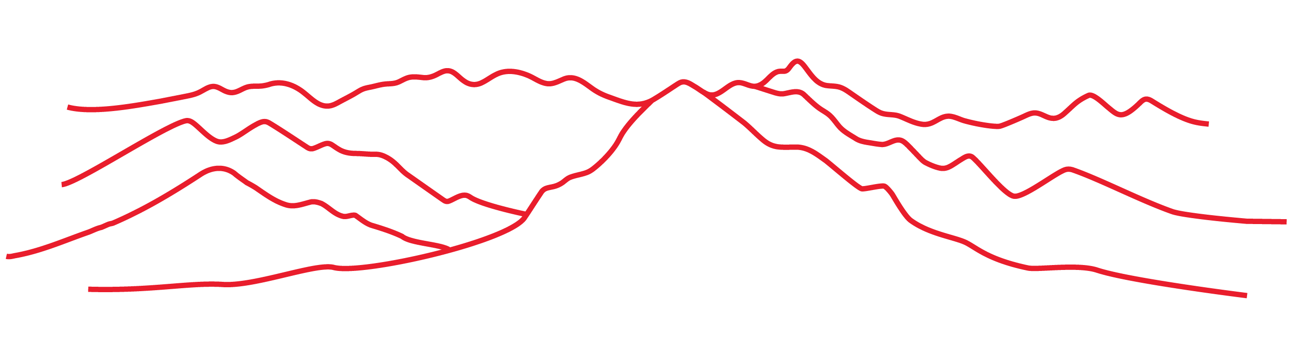 Hand drawn Salt Lake to Provo ridgeline, berry red