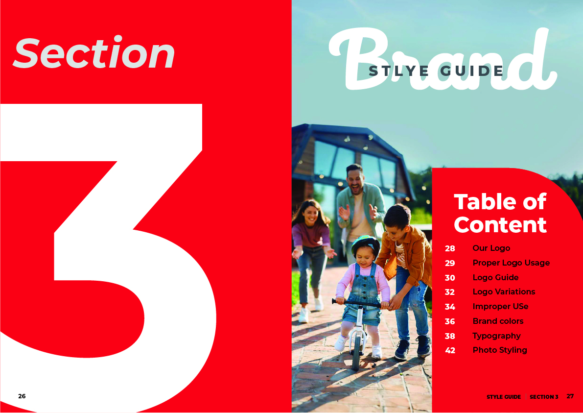Section three opening spread, brand style guide