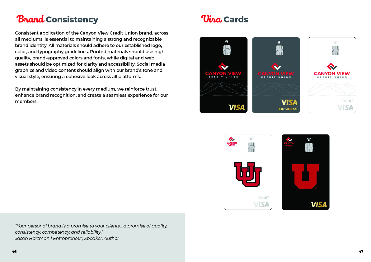 Brand consistency and Visa cards