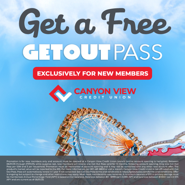 Get Out Pass offer lockup on white with the Canyon View logo